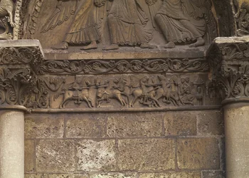 Lintel Detail on the West Facade Depicting Scenes Inspired by La Chanson de Roland